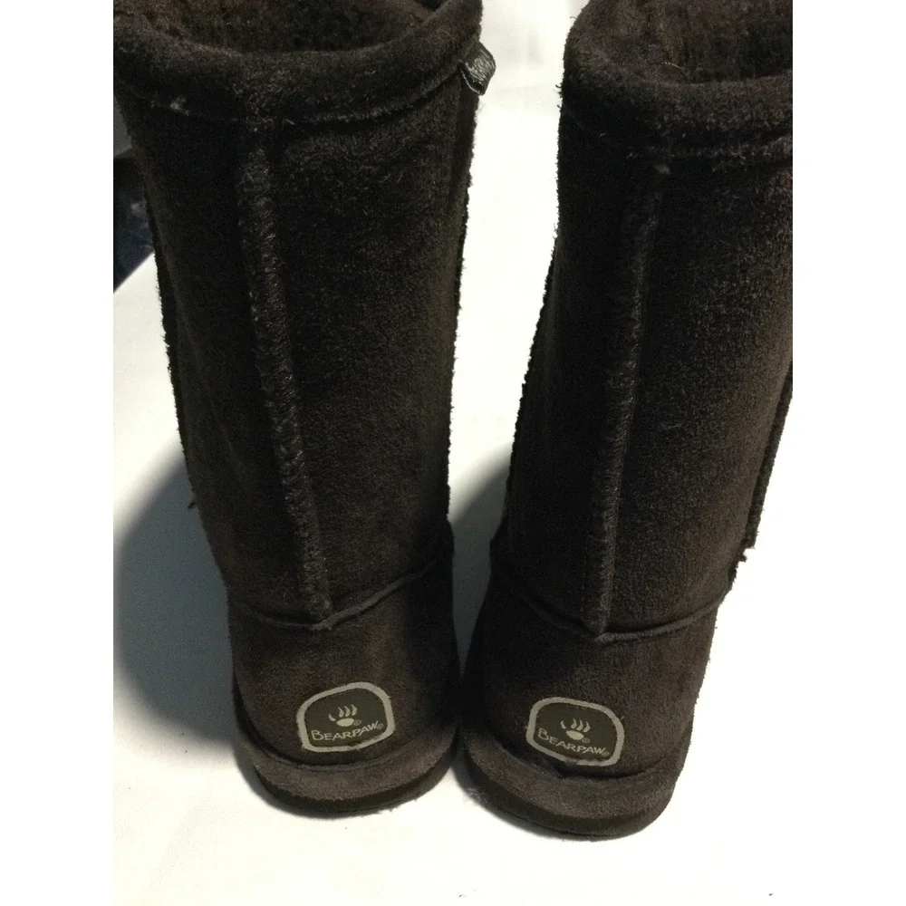 Bearpaw‎ Unisex Chocolate Brown Suede Sheepskin Lined Boots Size US 7/8 EU 40